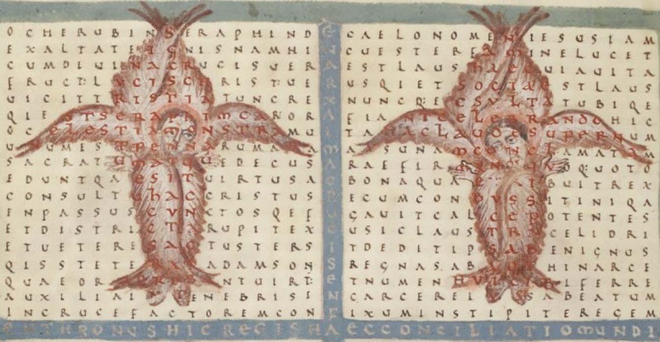 Rabanus’ pattern poem a square text on angels. (Goodbichon / Public Domain)