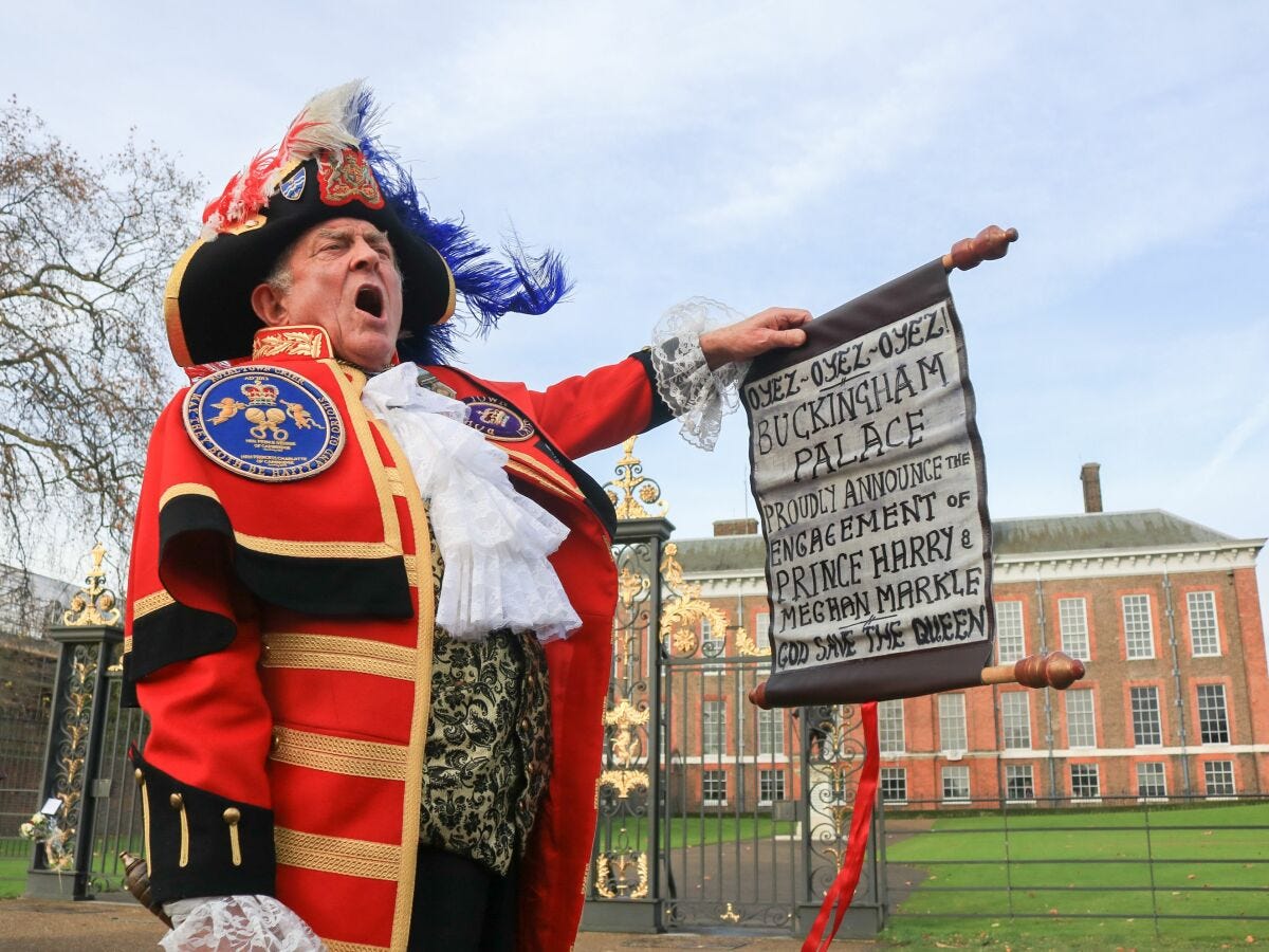 Town crier' who announced Prince Harry's engagement to Meghan Markle is  100% fake | Mashable
