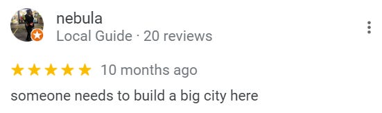 Review from nebula: someone needs to build a big city here