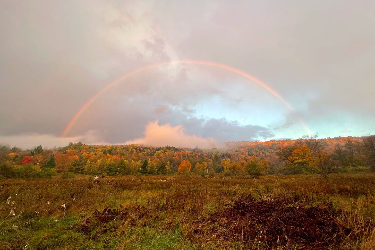 Photo of a rainbow over a landscape