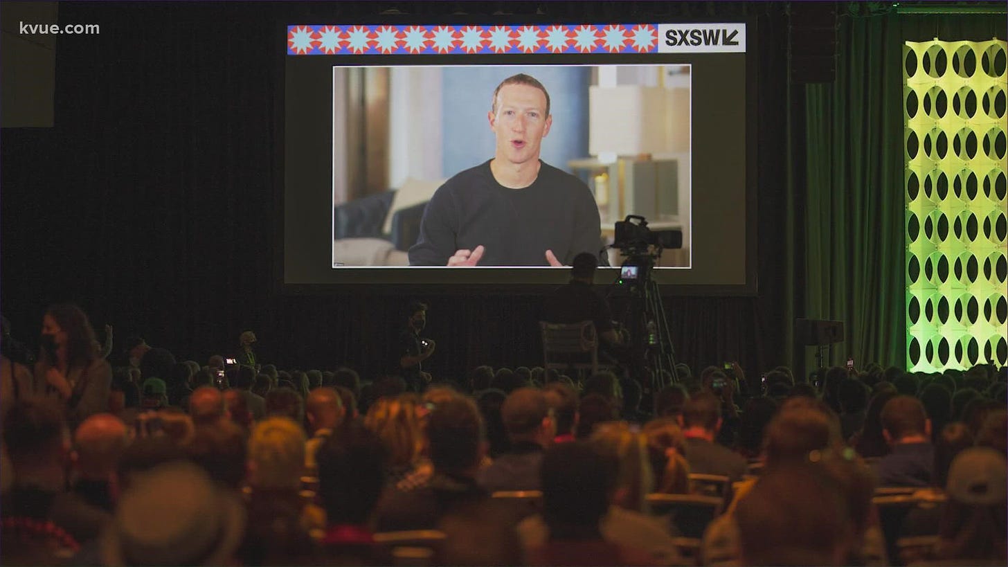 Mark Zuckerberg speaks at SXSW 2022 | kvue.com