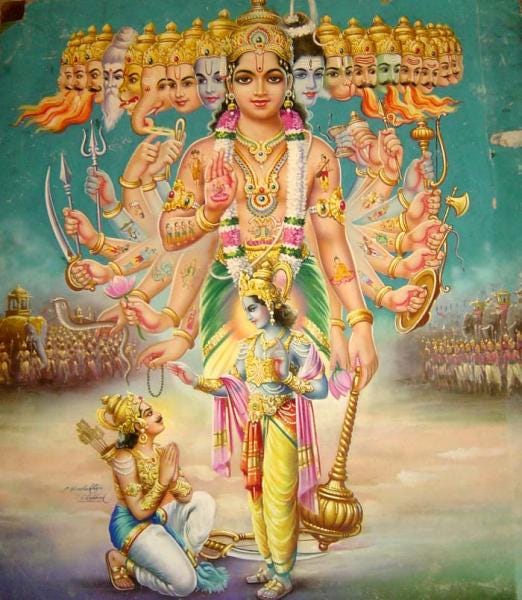 File:Krishna shows Arjuna his universal form (bazaar art by C. Konddiah Raja, c.1950's.jpg