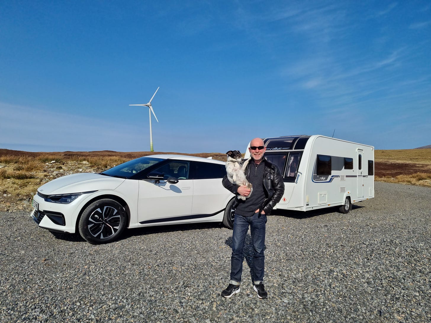 Electric Car EV towing a caravan Andrew Ditton