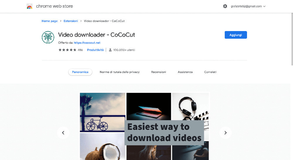 Video downloader Cococut estensione Google Chrome per scaricare video
