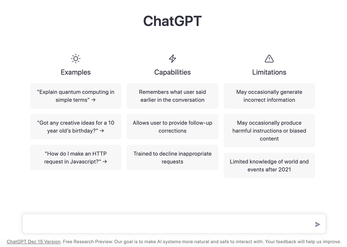 ChatGPT's interface