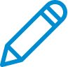 A blue pen icon, or pencil, maybe its a crayon.