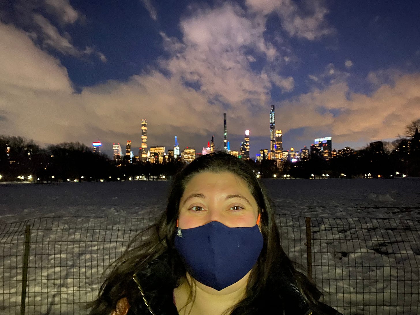 Central Park mask selfie