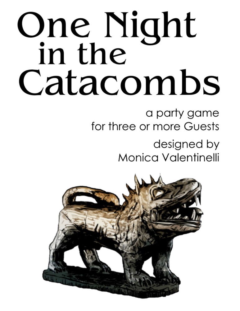 One Night in the Catacombs | a party game for three or more Guests | Monica Valentinelli | cover