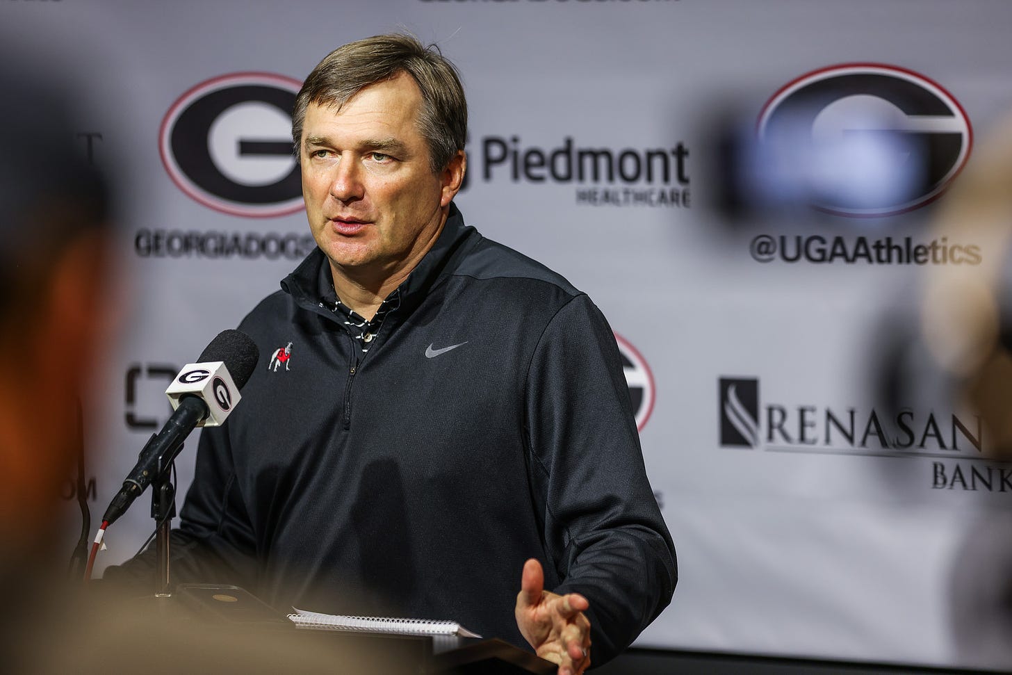 Georgia head coach Kirby Smart during a press conference at Butts-Mehre Heritage Hall in Athens, Ga., on Monday, Sept. 6, 2021. (Photo by Mackenzie Miles)