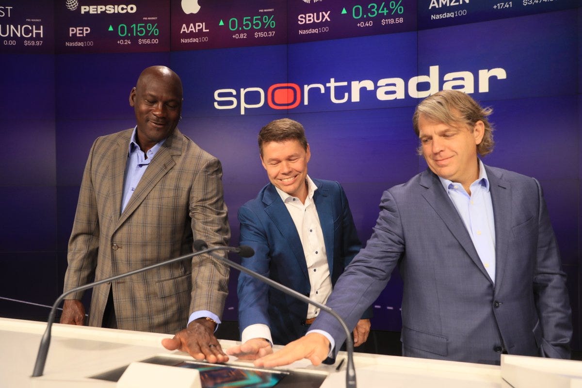 Nasdaq Exchange on Twitter: "It's game day for @Sportradar and Michael  Jordan at the @Nasdaq Opening Bell! 🔔 $SRAD is a leading global provider  of sports betting and sports entertainment products and