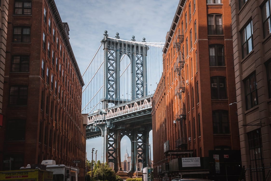 Free Manhattan Bridge Seen Between Buildings Stock Photo Free Manhattan Bridge Seen Between Buildings Stock Photo