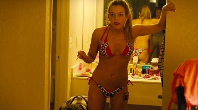 Bikini flag confederate Krystal (Riley Keough) in the American Honey |  Spotern