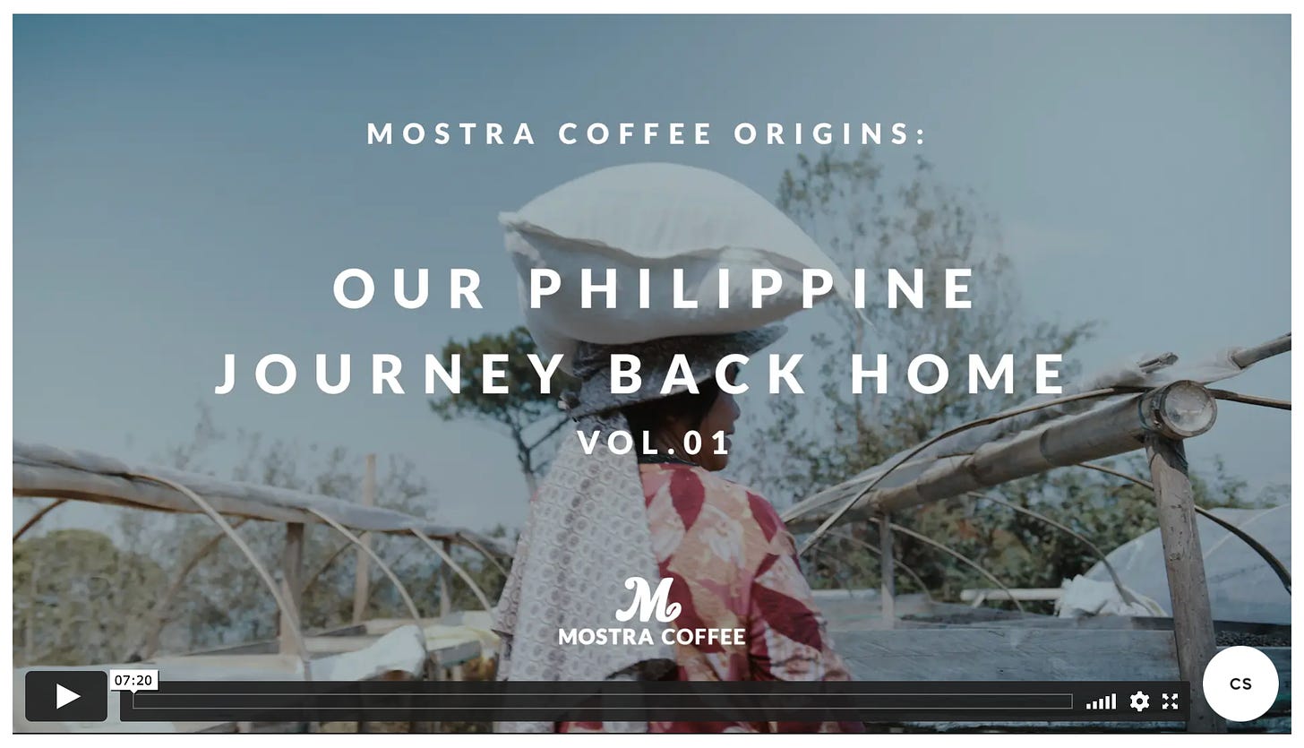 Opening title shot with link to the Mostra Coffee Origins film.