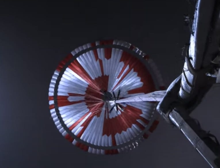 Capture d’écran de la vidéo de l’atterrissage du rover Perseverance