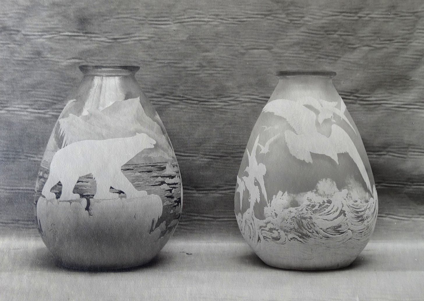 The Polar bears (with the Mk IX signature) and the Seagull vases from the Perdrizet sales album, early 1930s, private collection.