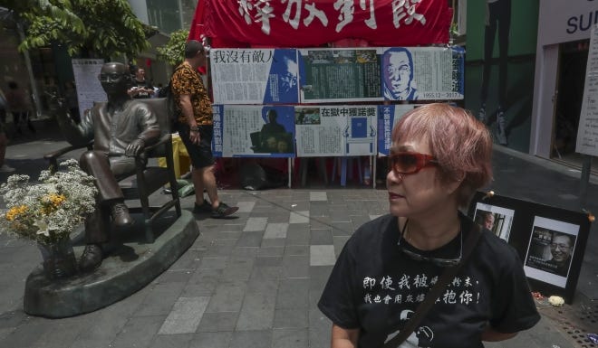 A statue of late Nobel Peace Prize laureate Liu Xiaobo, who called for democratic reforms in China, was erected in Hong Kong after he died.