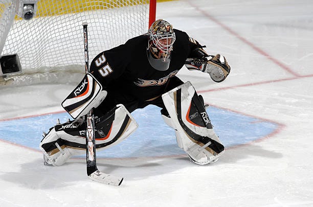 Anaheim Ducks Jean-Sebastien Giguere during the Vancouver Canucks against the Anaheim Ducks in game 5 of the Western Conference Semifinals at The...
