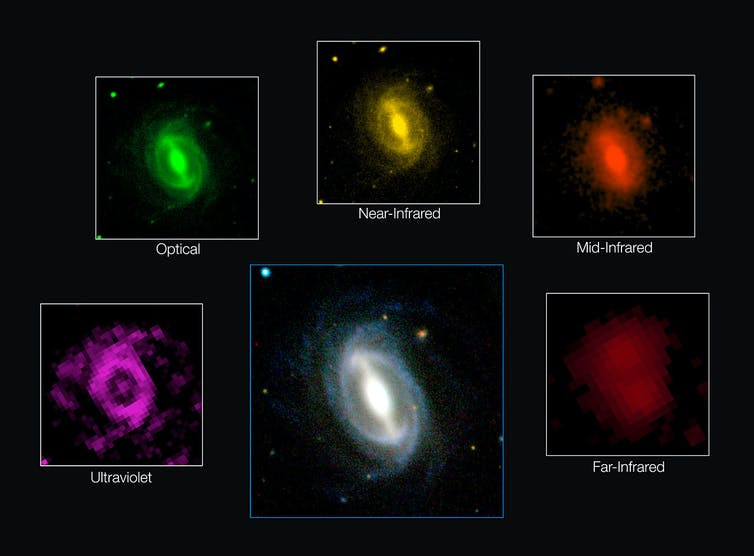 Image of galaxy at different wavelengths