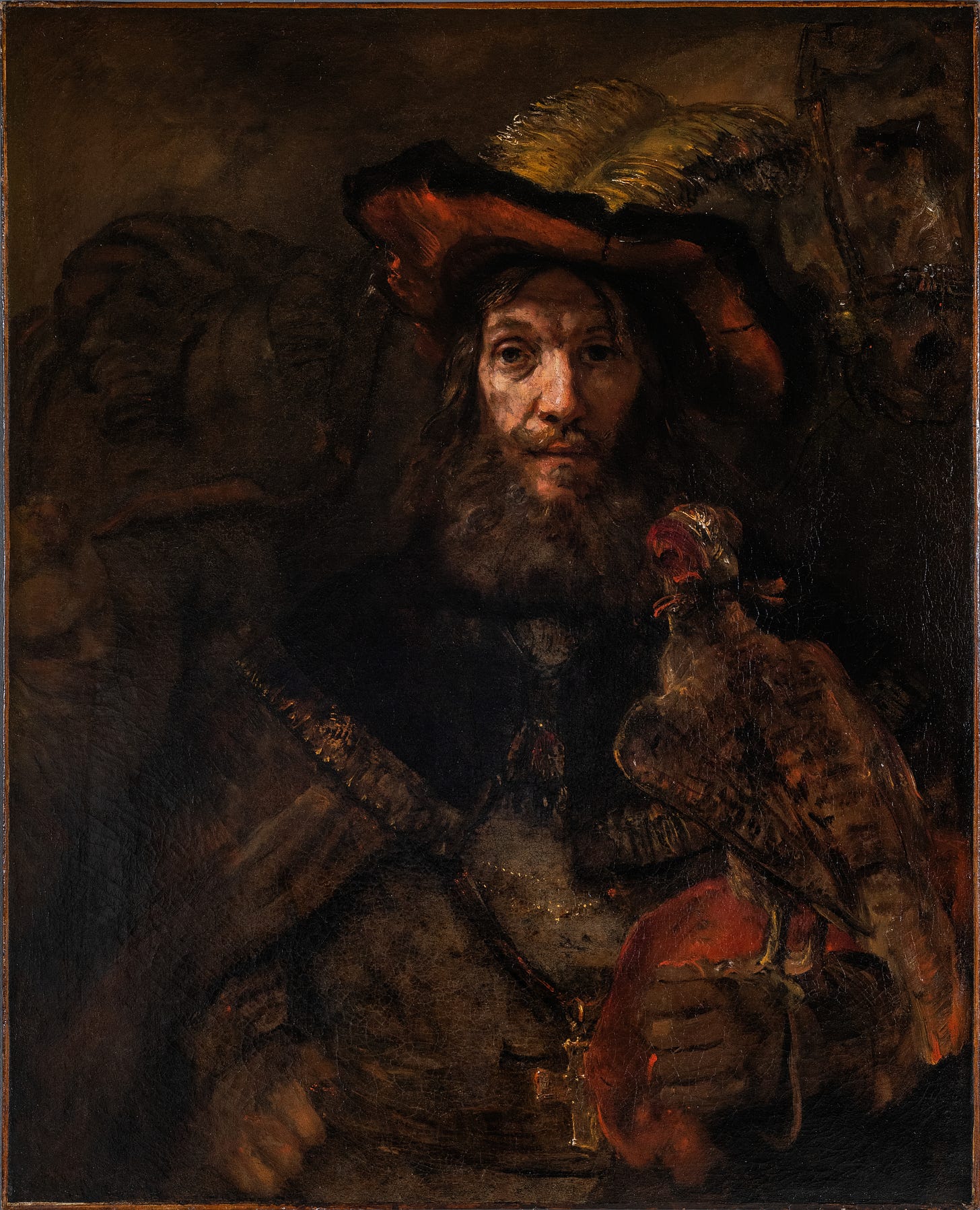 The Knight with the Falcon (1660s) by Rembrandt van Rijn