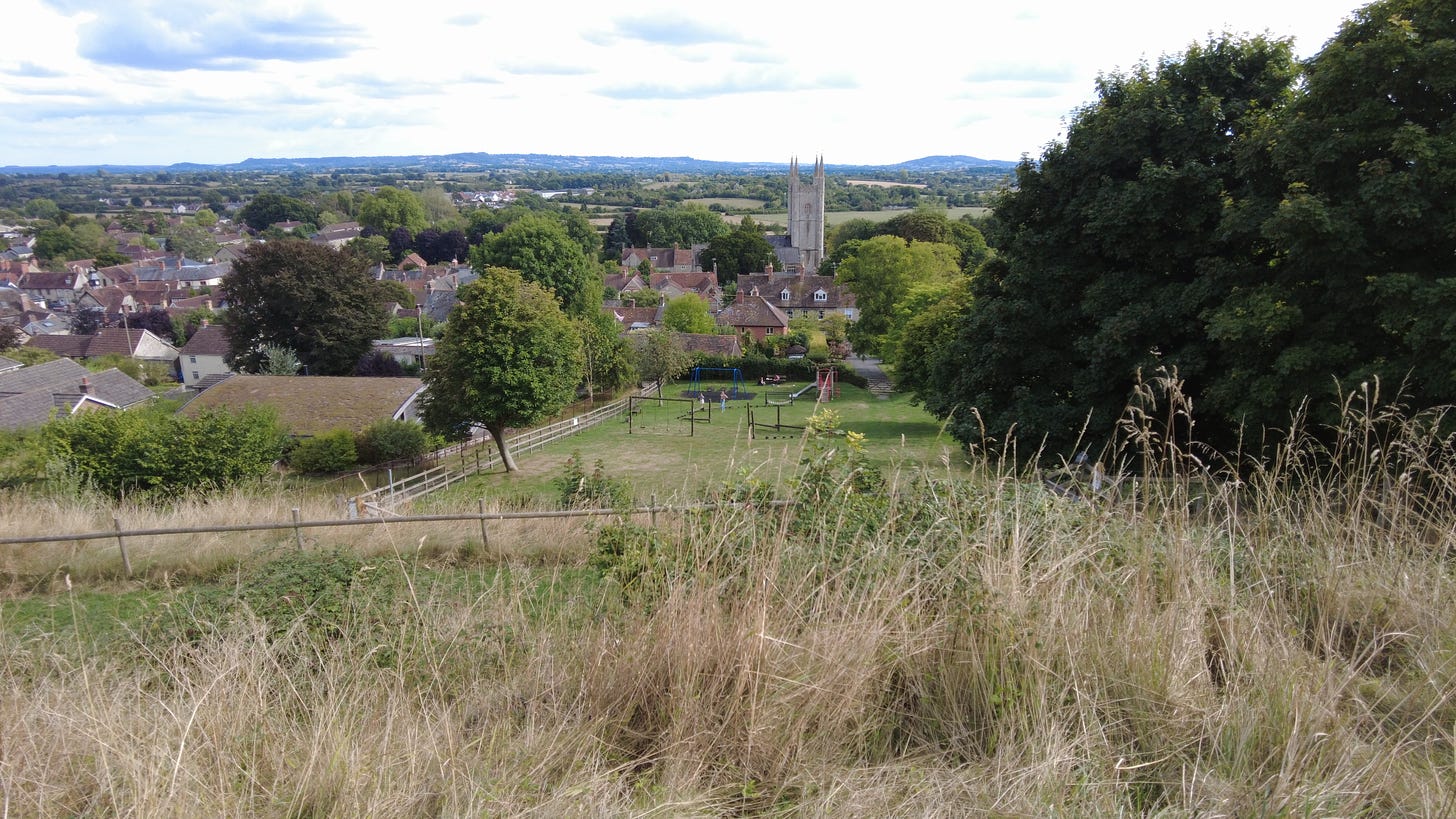 View from part way up Castle Hill Mere