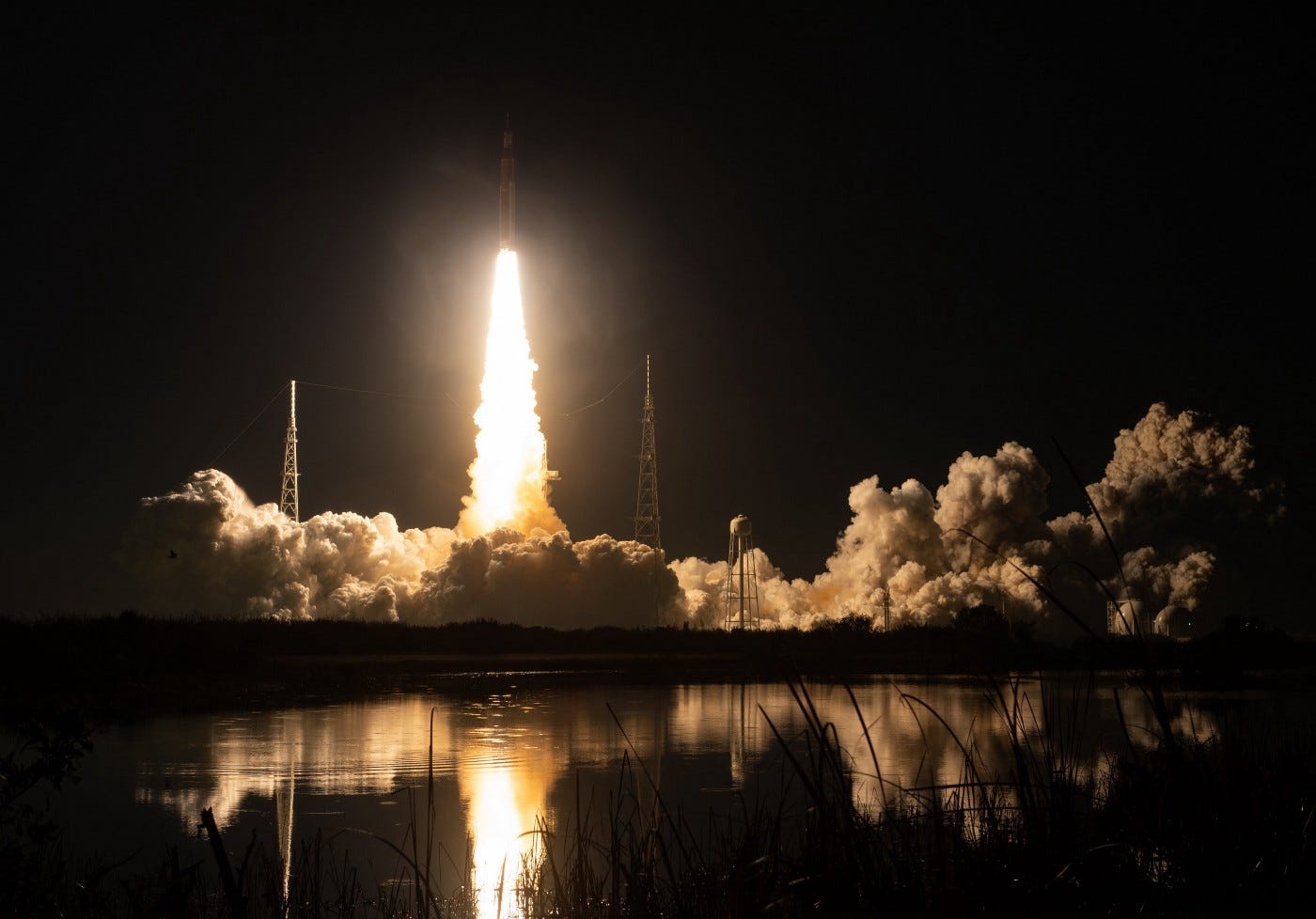 NASA’s Space Launch System rocket carrying the Orion spacecraft launches on the Artemis I flight test
