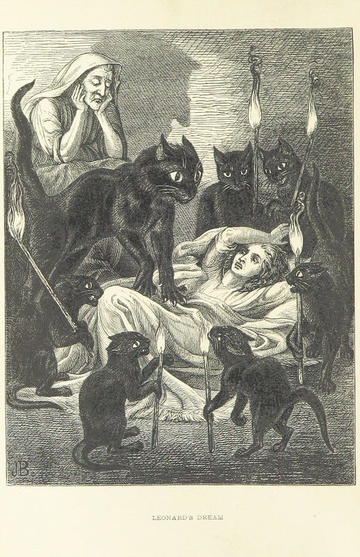 Famous Cat Nightmare Picture from a book called "The Lances of Lynwood"