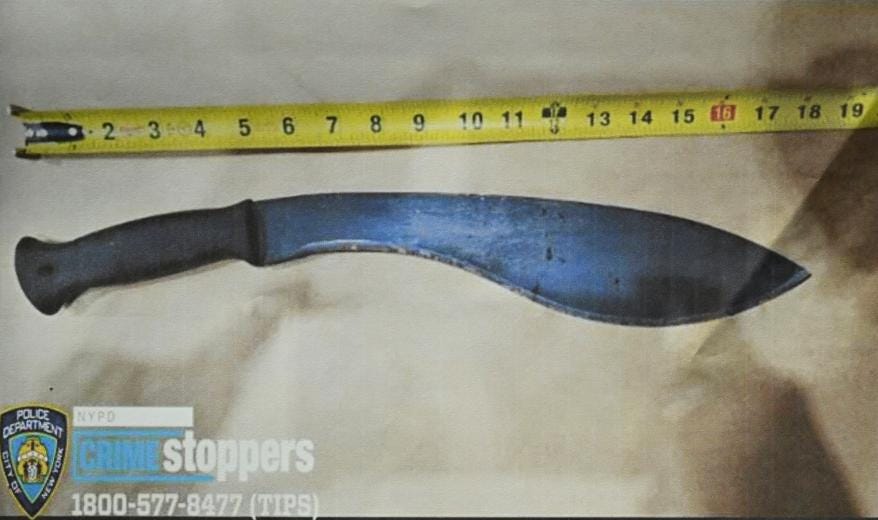 The suspect attacked the officers with a machete.