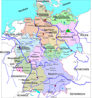 Allemagne, États, Carte, De Campagne