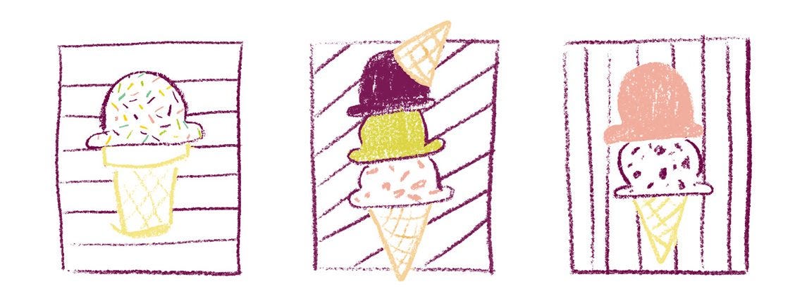 illustrated ice cream cones by Beth Spencer