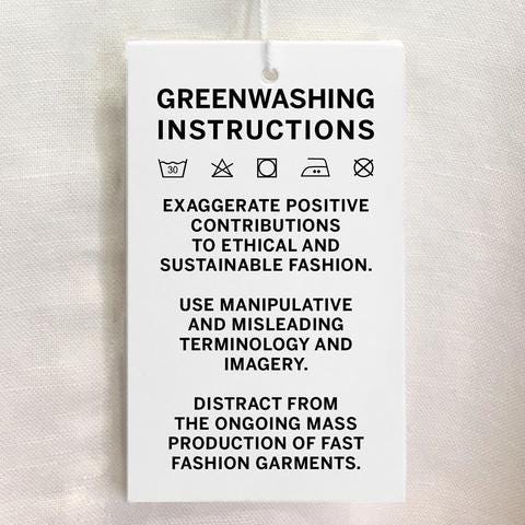 Greenwashing instructions picture from blonde gone rogue's article on greenwashing.