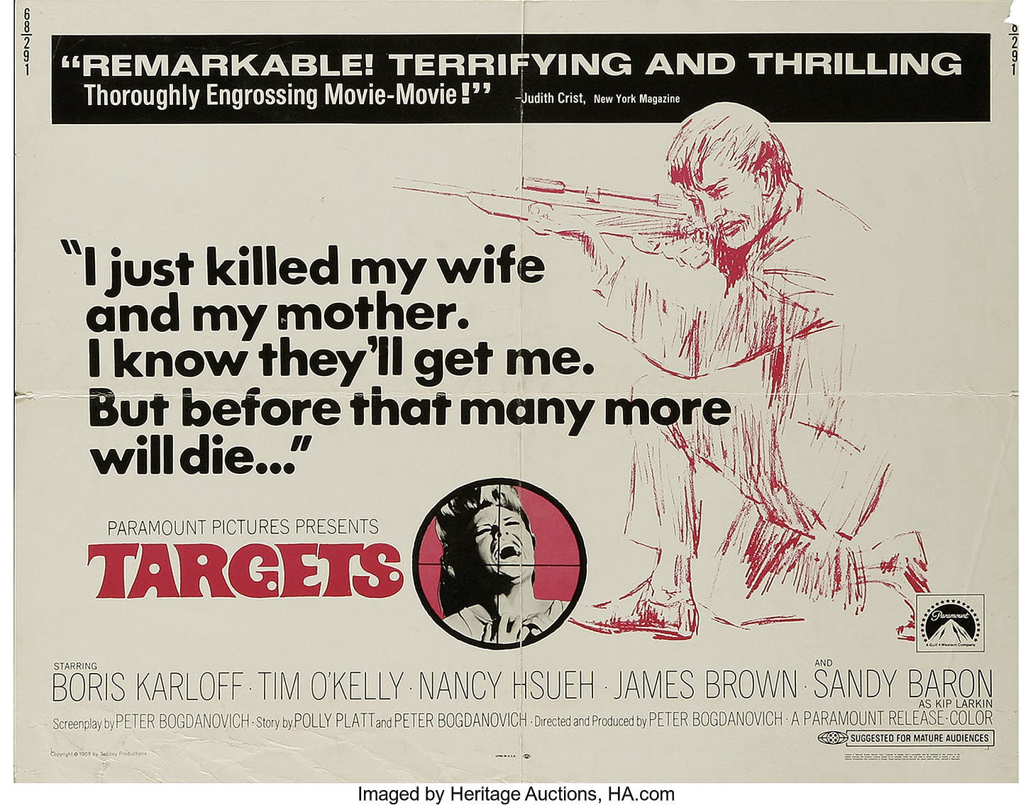 Targets (Paramount, 1968). Half Sheet (22" X 28"). "All the good | Lot  #24203 | Heritage Auctions