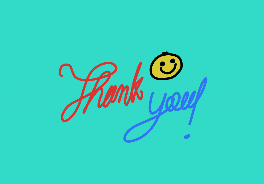 "Thank you" handwritten on iPad Pro using Procreate. 