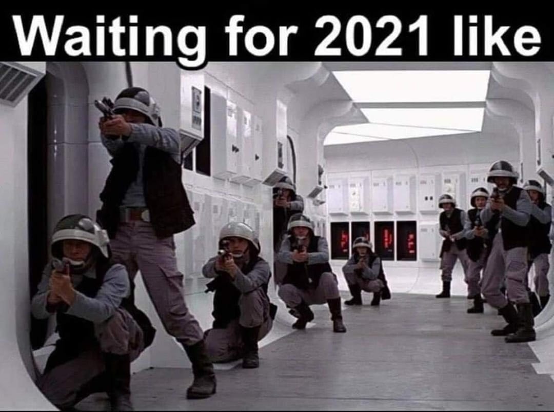Image may contain: 1 person, text that says 'Waiting for 2021 like'