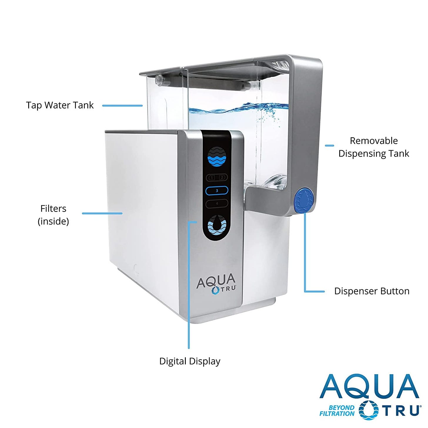 AquaTru - Countertop Water Filtration Purification System with Exclusive  4-Stage Ultra Reverse Osmosis Technology (No Plumbing or Installation  Required) | BPA Free - - Amazon.com