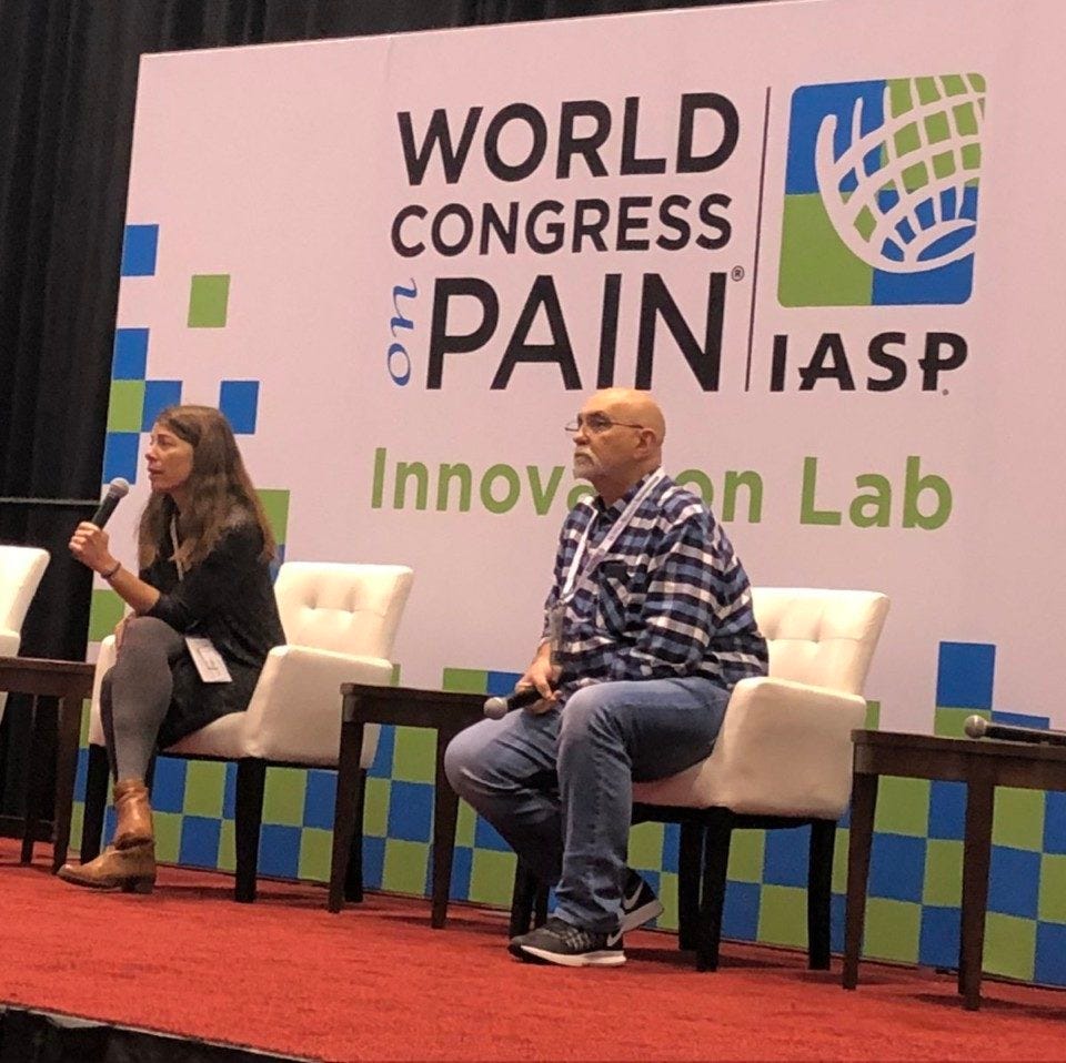 Me and Pete, telling our stories on the IASP World Congress Innovation Lab stage