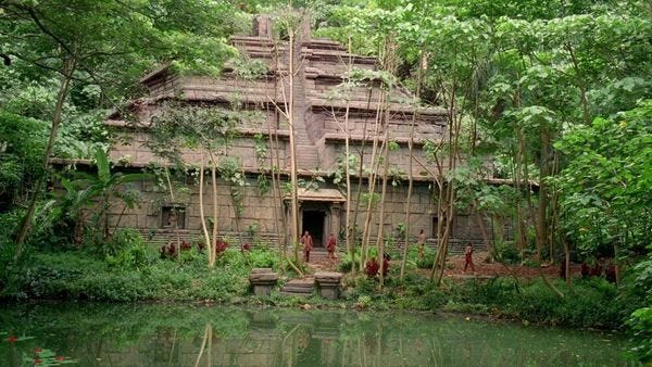 A picture of the temple deep in the Forbidden Zone of the island.