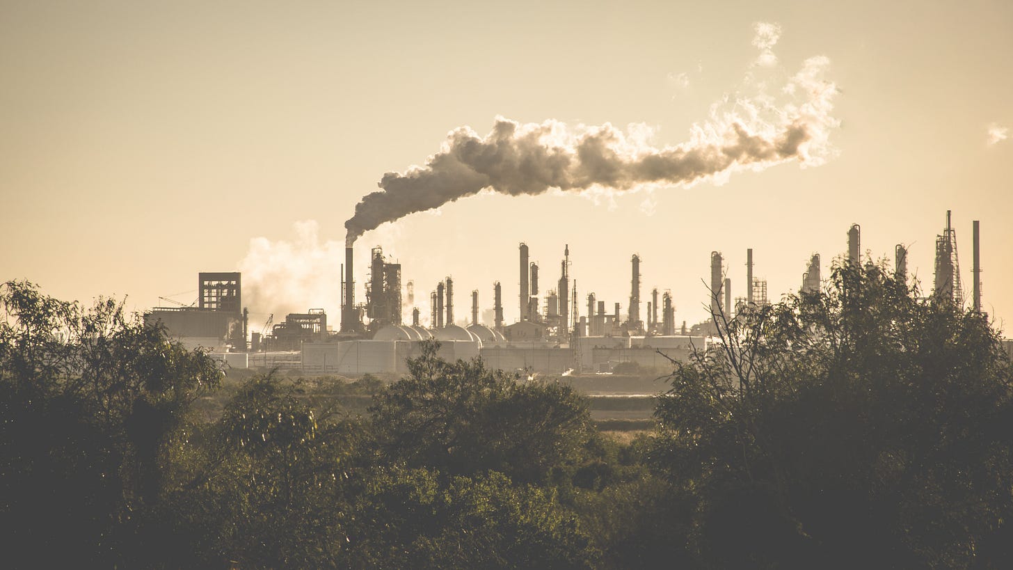 factories emitting carbon dioxide