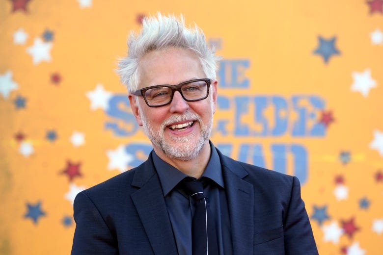 James Gunn, writer/director of "The Suicide Squad," poses at the premiere of the film at the Regency Village Theatre, Monday, Aug. 2, 2021, in Los Angeles. (AP Photo/Chris Pizzello)