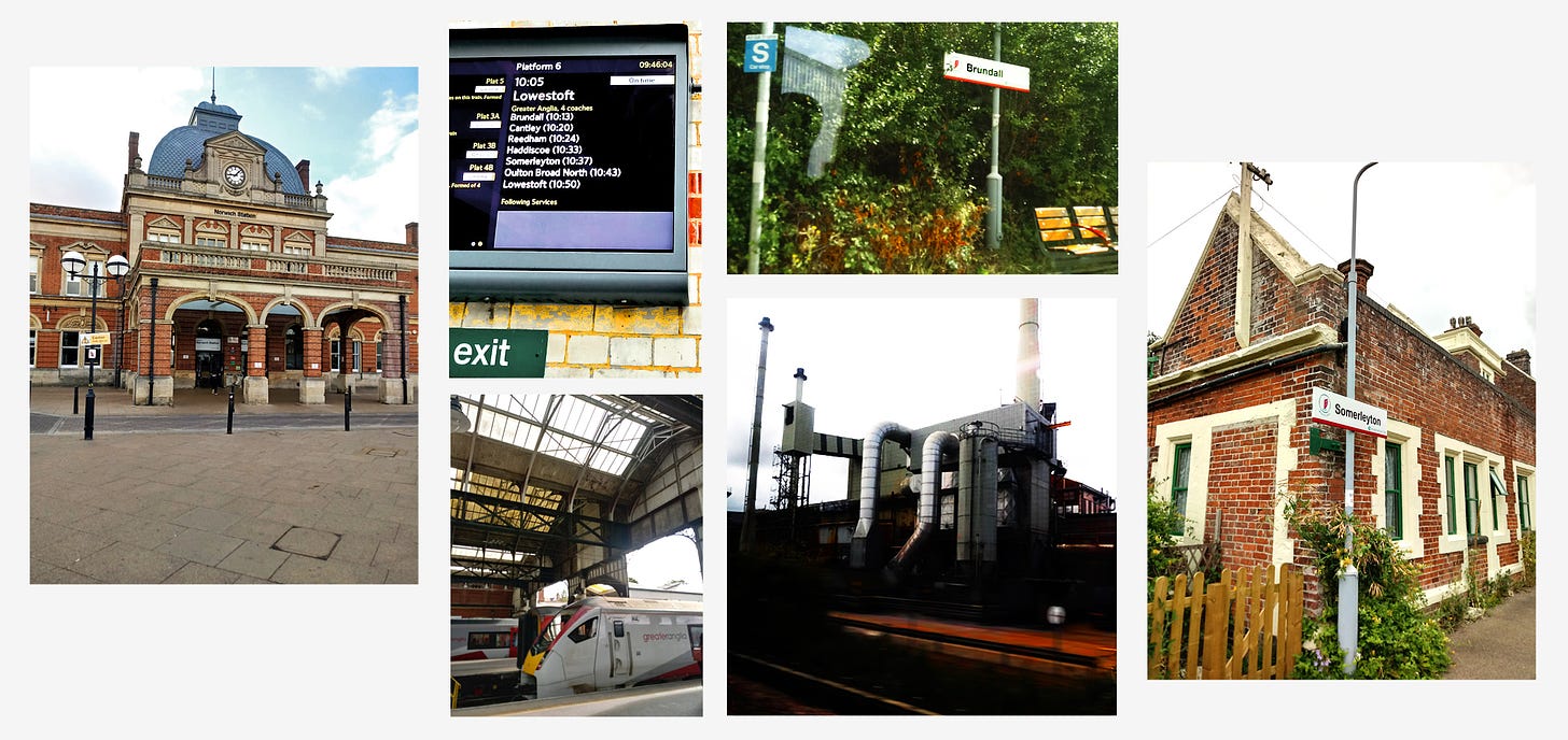 Norwich Rail Station, Brundall and Cantley, and Somerleyton station.