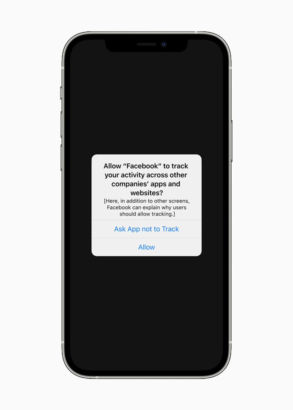 The new App Tracking Transparency screen Apple is featuring in its latest privacy announcement post.