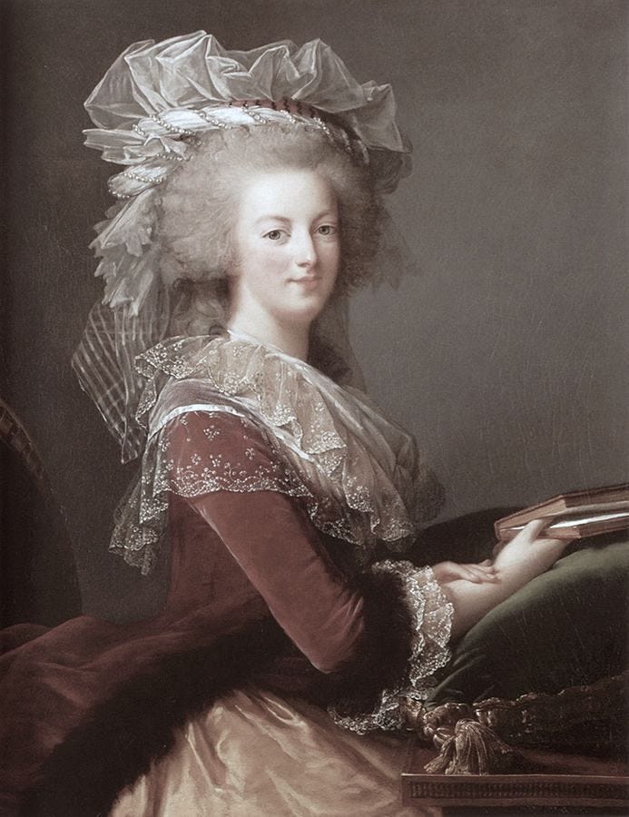 Marie Antoinette dressed in puce