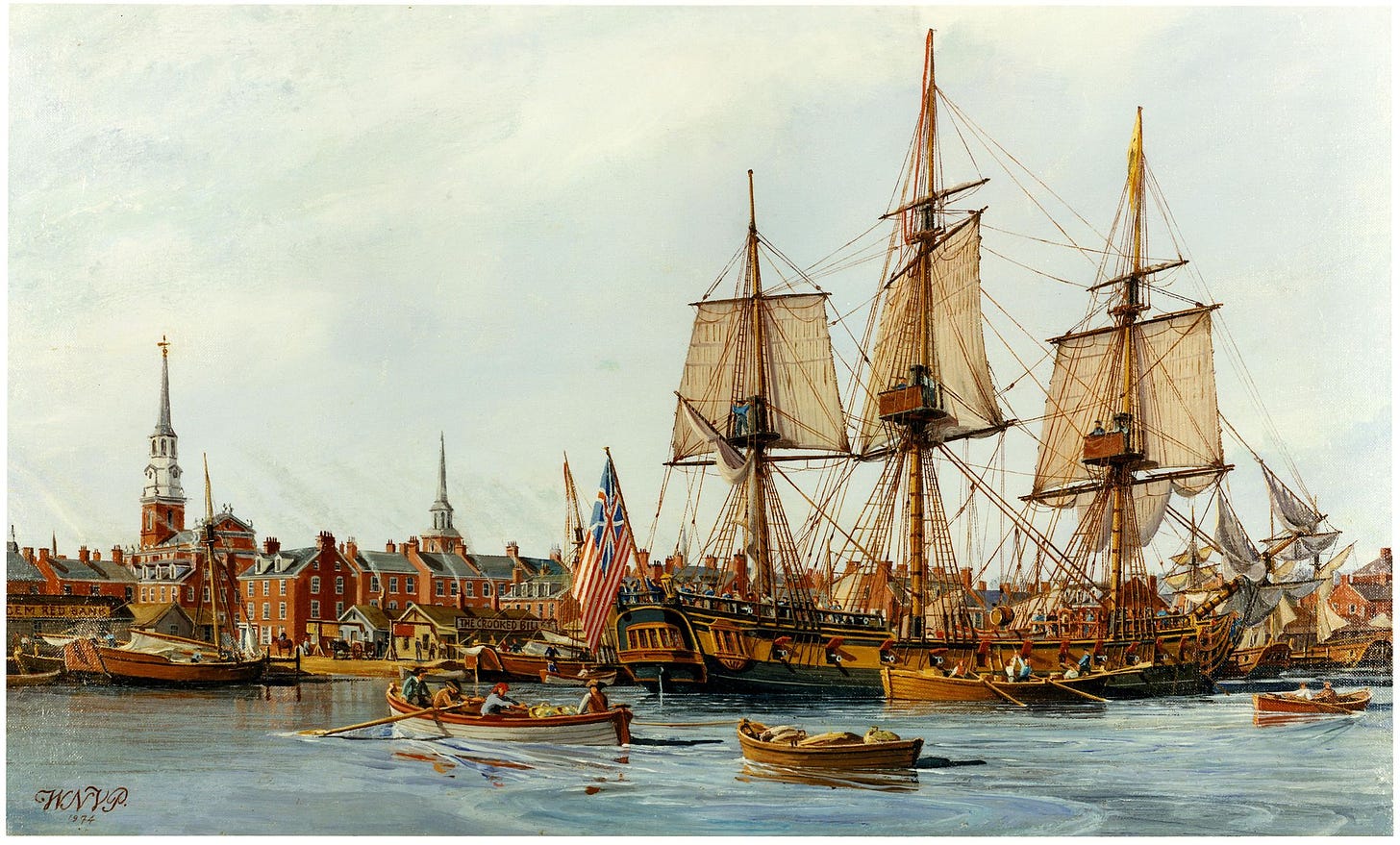 Painting by W. Nowland Van Powell, depicting Lt. John Paul Jones raising the "Grand Union" flag as the Continental ship Alfred is commissioned (Philadelphia; Dec. 3, 1775). Alfred was Hopkins's ship.