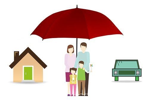 Insurance, Family, Umbrella, House, Home