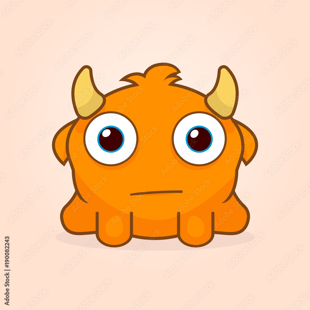 Cute cartoon monster. Little confused monster illustration Stock Vector |  Adobe Stock