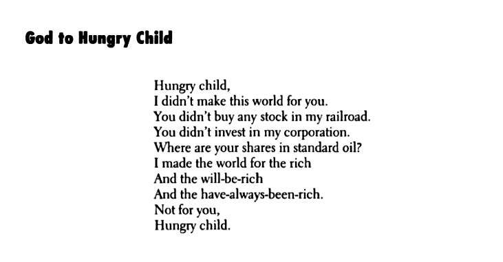 God to Hungry Child” — Langston Hughes