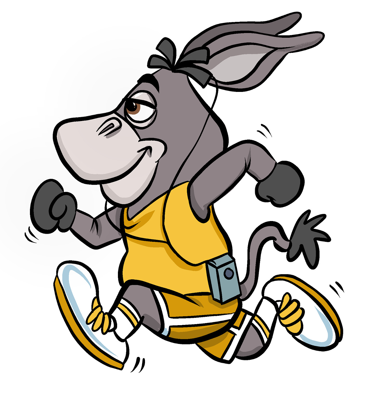 Illustration of the Jackass Letters mascot running.