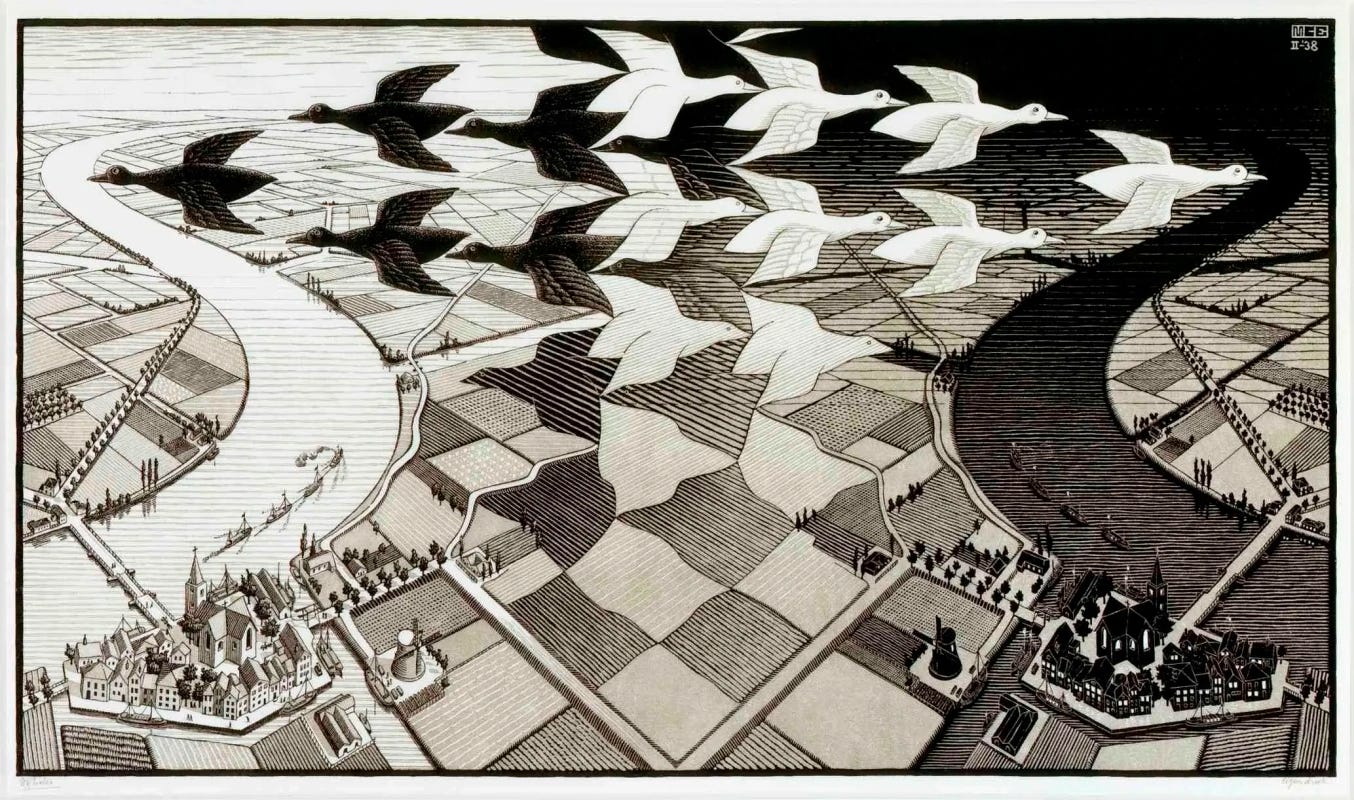 Maurits Cornelis Escher. Day and night