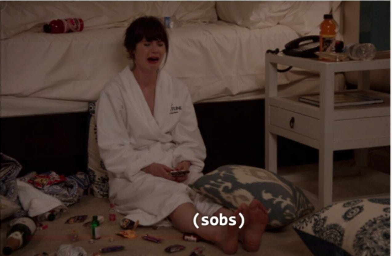 Jess from New Girl sobbing but also being hot