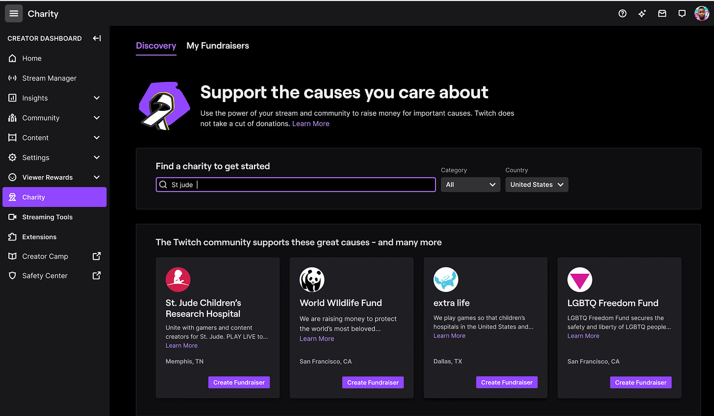 Twitch Charity for Creators