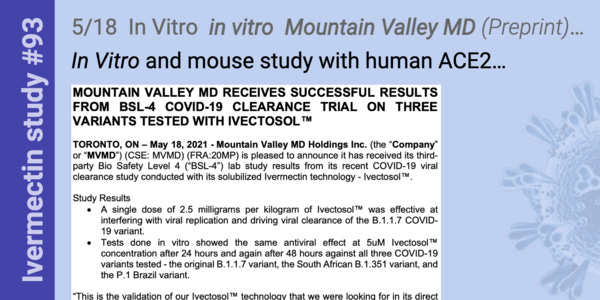 Mountain Valley MD Receives Successful Results From BSL-4 COVID-19 Clearance Trial on Three Variants Tested With Ivectosol™
